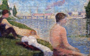 Georges Seurat : Bathing at Asnieres, Seated Bather